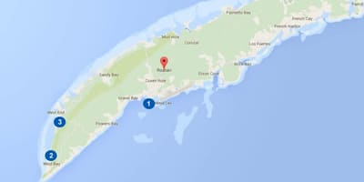 온두라스의 지도와 roatan